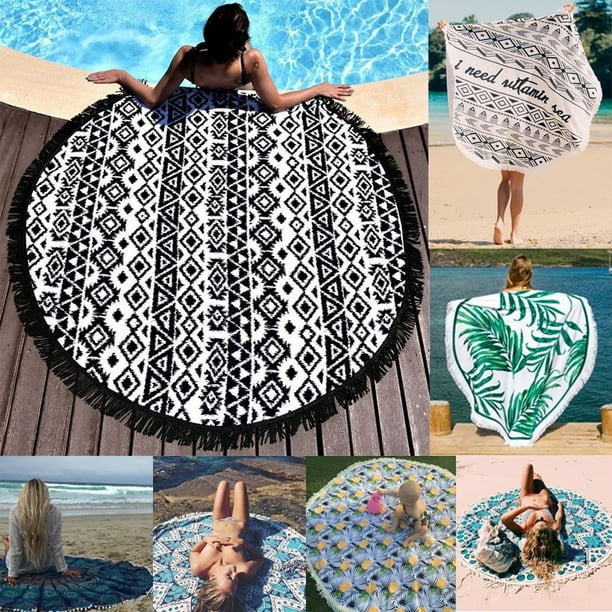Mandala Bohemian Round Beach Hippie Tapestry Throw Yoga Mat Towel Indian Blanket 